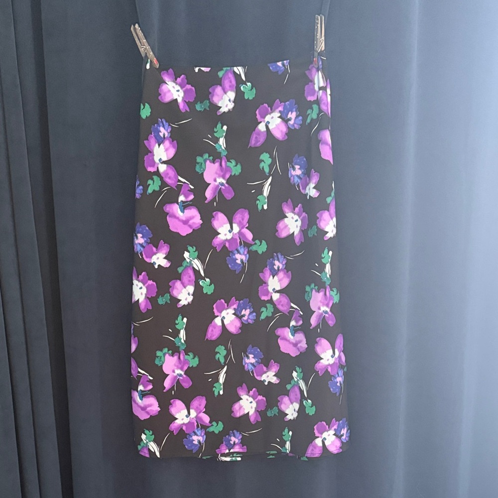 J. Crew Purple and Green Floral Pencil Skirt